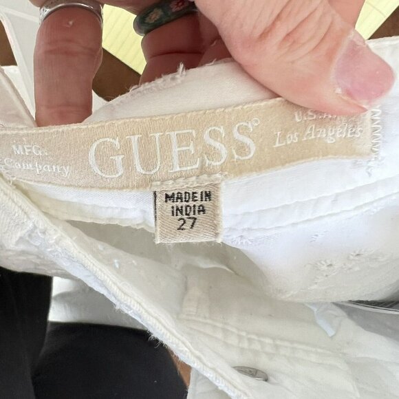 NWT GUESS Denim Eyelet Skirt White Size 27 $128 - Picture 14 of 16